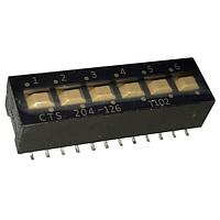 CTS Electronic Components 204-126ST DIP Switches 6 switch sections SPDT
