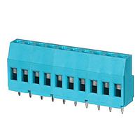 Same Sky (formerly CUI Devices) TB009-508-10BE Fixed Terminal Blocks Terminal block, screw type, 5.08 , horizontal, 10 poles, CUI Blue, slotted screw, PCB mount