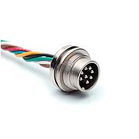 Amphenol Tuchel CA0911G118003 Sensor Cables / Actuator Cables M16 8 Position Male Receptacle, 22AWG, UL1569 300V, Front Mounted, 0.3 Meter