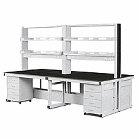 DaiHan DH.WFE3026 Laboratory Assembly Center Tables (w3600×h800/1900mm, with Shelves)