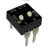 CTS Electronic Components 210-2ESFD DIP Switches THROUGH HOLE, GOLD FLASH DIP SWITCH, 2-POLE, EXTENDED ACTUATOR, BOTTOM SEAL, OFF, STRAIGHT TERMINAL FORM, TUBE PACK