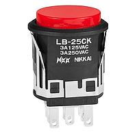 NKK Switches LB25CKW01-1C-C Pushbutton Switches ON(ON) RND BLK BODY RED LED RED SPOT ILM