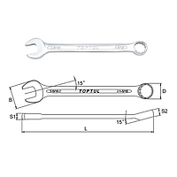 TOPTUL ACEB5454 Standard Combination Wrench 15° Offset (1-11/16")