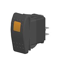 Carling Technologies VAD1260B-AEC00-000 Rocker Switches 2-pole, ON - None - OFF, 20A 12VDC not HP rated, Illuminated Contura II Rocker Black Switch with Amber Lens and .250 Tab (Q.C.), 8 Terminal base