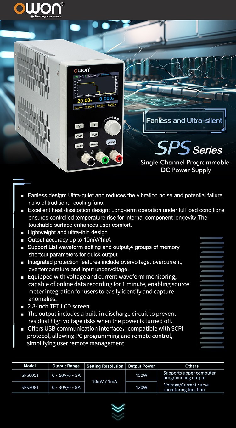 OWON SPS series DC power supply overview