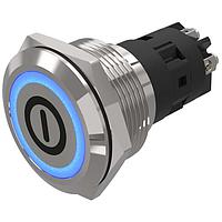 EAO 82-6152.1124.B001 Anti-Vandal 82-6152.1124.B001.Illuminated pushbutton.momentary.22 mm.stainless steel.flush/flat.ring.blue.24 V.screw terminal.On OFF