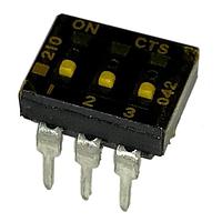 CTS Electronic Components 210-3LPSTF DIP Switches THROUGH HOLE, GOLD FLASH DIP SWITCH, 3-POLE, LOW PROFILE ACTUATOR, BOTTOM SEAL, TAPE SEAL, OFF, TUBE PACK