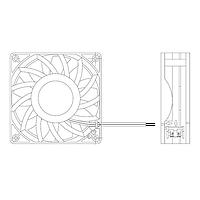 Delta Electronics, Inc. FFB1224EHE-T500 Axial DC Fan, 120x38mm, 24VDC, 190CFM, 24W, 59dBA, 4000RPM, Ball Bearing, IP55 Rated