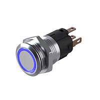 EAO 82-6651.1124 Anti-Vandal Illuminated pushbutton.momentary.22mm.stainless steel SUS 316L.flush/flat.ring illumination Tritan.blue 24VDC.Ag.plug inV