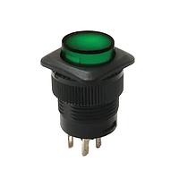 E-Switch RP3508BBLKGRNGRNNS Standard Switches PUSHBUTTON, 3A 125VAC, SPST Off-On, Panel Mount, Front Solder