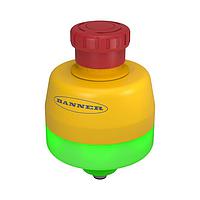 Banner Engineering SSA-EB1PLGR-02ECQ5B Emergency Stop Switches SSA-EB1 30 mm Mount Emergency Stop Push Button; Green, Red Flash Illuminated Base; 40 mm Actuator; IP65; Contacts: 2 NC; 5-pin M12 Integral QD; Safety BUS Node Compatible CH1=pins1&4 CH2=pins2&5