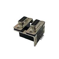 Adam Tech DPD-09-00-B1 Dual Port D-Sub Connectors CONN D-TYPE RCPT 9POS R/A SLDR