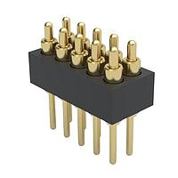 Mill-Max 855-22-010-10-004101 Spring-Loaded Low-Profile 10 Pos. .050" Pitch Through-Hole Spring-Loaded Connector, Double Row