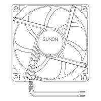 Sunon EF92252S1-1000U-A99 Axial DC Axial Fan, 92x92x25mm, 24VDC, Sleeve Bearing, Lead Wires, Auto Restart