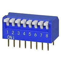 Same Sky (formerly CUI Devices) DS02C-254-2L-08BE DIP Switches 2 12 Positions, Through Hole, 2.54 mm Pitch, Piano Slide Actuator, DIP Switch