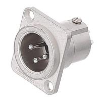 Amphenol Audio AC3MDZ Connectors 3 Pole XLR Male Chassis Mount D Type Stamped Contacts  Nickel Finish