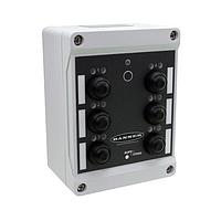 Banner Engineering DX80N9Q120BL-RG Sure Cross Wireless Q120BL Node Wireless Q120 Pendant Node 900 MHz 1 W; Integrated Battery and 10-30 V dc power terminals; Six Independently Controlled Push Button Inputs; Six sets of Green and Red LED Indicator Lights