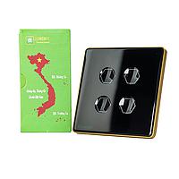 HUNONIC HNPRE04VD BLE Premium Touch Switch 4 Square Button (Black)