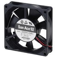 Sanyo Denki 9GA0912P1F011 Axial DC Axial Fan, 92x92x38mm, 12VDC, 4x Wire, Ribless, Low Power, Tach/PWM