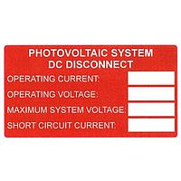 HellermannTyton 596-00241 Solar Label Solar Label, Printable, DC Rating, 3.75" x 2.0", PET, Red, 50/roll