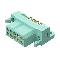 Amphenol Positronic DF10F4B/AA Connectors DragonFly Gold Plating 10 Pos 20 AWG Copper Alloy Female Right Angle 2 Row