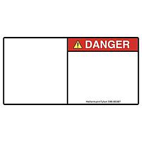 HellermannTyton 596-00387 Labels Pre-Printed Header Label, DANGER, Blank Symbol Panel, 1.35" x 2.75", PET, Red, 250/roll