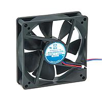 Orion Fans OD8038-12MB Axial DC Fan, 80x80x38mm, 12VDC, 46CFM, 0.21A, 36dBA, Ball, 2xWire Red (+) Black (-)