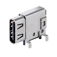 Same Sky (formerly CUI Devices) UJ32-C-R-G-SMT-P24-TR USB Type C Type C, 3.2, Right Angled, Gold Plated 3u, Surface Mount, 24 pin, T&R