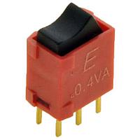 E-Switch 400UDP1L1BLKM7RE Ultraminiature Rocker Switch .4A 20VAC/DC DPDT Lvr Vert RA PC IP67