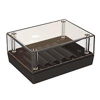 Serpac 132C4AA,BK Plastic Clear Top Desktop Enclosure w/ 4AA Battery Compartment, 4.38x3.25x2.00in.
