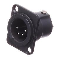 Amphenol Audio AC4MDZB BULK Connectors 4 Pole XLR Male Chassis Mount D Type Stamped Contacts  Black Finish