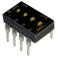 CTS Electronic Components 209-4LPST DIP Switches SPST 4 switch sections