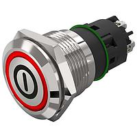 EAO 82-5152.2113.B001 Anti-Vandal 16 mm, Illuminated pushbutton, Aluminium, flush/flush, Screwterminal, Maintained, Silver Contacts, Ring, Green, 12 V AC/DC