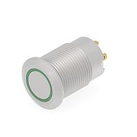 Alcoswitch - TE Connectivity 2488219-4 Anti-Vandal Stainless, Flush Button, Green LED ring, Solder terminal, LED 12VDC