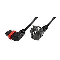 Schaffner IL13P-L-EU1-H05-3100-200 AC Power Cord w/Lock C13+ left-angled, Schuko plug, H05VV-F, 3x1.00 mm sq., 2 m, Black