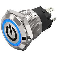 EAO 82-5151.1124.B002 Anti-Vandal 82-5151.1124.B002.Illuminated pushbutton.momentary.19 mm.stainless steel.flush/flat.ring.blue.24 V.soldering terminal.stand by