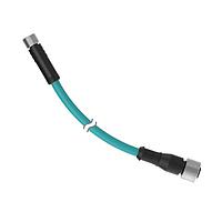 Banner Engineering IVUC-EC-401 Sensor Cables / Actuator Cables Cordset: Double Ended M8 to M12; 4-pin Straight Female; 4-pin Straight Female D Code; 0.3 m 4x24 PVC Teal; Nickel-Plated Brass Coupling Nuts