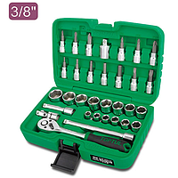 TOPTUL GCAI3202 3/8" DR. Flank Socket Set (32 pcs; 12PT)