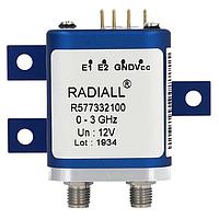 Radiall R577F63010 Coaxial Switches DPDT Ramses SMA 26.5GHz Latching Self-CO Ind. 28Vdc Pins Terminals with bracket
