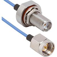 Amphenol SV Microwave 7029-3540 RF Cable Assemblies SMA Female Bulkhead to SMA Male 6" Cable Assembly for .047 Cable