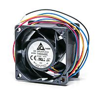 Delta Electronics, Inc. THB0648BE Tubeaxial Fan, 60x38mm, 48VDC, 68.6CFM, 16.32W, Ball, 4Leads, Lock Rotor Sensor, Tach/PWM