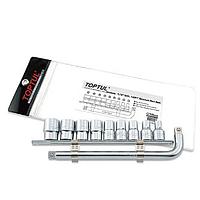 TOPTUL GAAG1008- 10PCS 1/2 inch DR. 12PT Socket Rail Set - METRIC