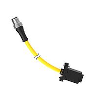 Banner Engineering DELSE-81D Sensor Cables / Actuator Cables Cordset: Double Ended LS-Custom to M12; 12-pin Straight Female; 8-pin Straight Male; 0.3 m 8x22 Yellow PVC Jacket; PVC Black; Nickel-Plated Brass Coupling Nuts