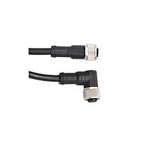 Amphenol LTW M12A04FL-12AFR-SD005 Sensor Cables / Actuator Cables M12 Circular Metric Connector, A Code, Metal, 4A, 04 pins, Female Connector, Female Contact, Straight-to-Right Angle, Screw Thread, Overmolded Double Ended, Length 5000mm, IP68 / IP69K