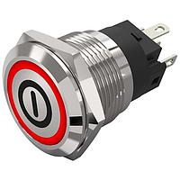 EAO 82-5151.1113.B001 Anti-Vandal 82-5151.1113.B001.Illuminated pushbutton.momentary.19 mm.stainless steel.flush/flat.ring.red.12 V.soldering terminal.On OFF