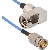 Amphenol SV Microwave FQSMP-047-MRSMA-180 RF Cable Assemblies SMP F QB to SMA R/A M 18"Cable