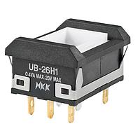 NKK Switches UB26NBKG015F Pushbutton Switches RECT W/BARIER ON-ON GRN LED SLDR NO CAP