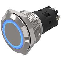 EAO 82-6152.1124 Anti-Vandal 82-6152.1124.Illuminated pushbutton.momentary.22 mm.stainless steel.flush/flat.ring.blue.24 V.screw terminal