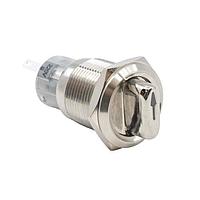 E-Switch PVK4S21A0SS-A47 Keylock Switches Anti-vandal, SPDT, On-On, Panel Mount, Front, Silver, LED, Blue, IP65