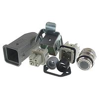 HARTING 10200030001 Connector Kits HAN 10A 3P+GRD METAL TOP ENTRY HOOD STRT